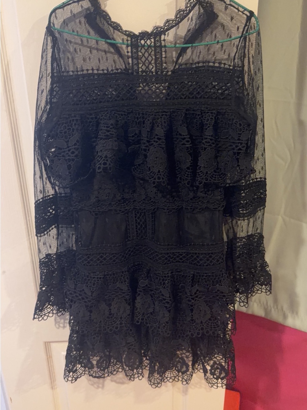 Black Lace Layered Mini Dress